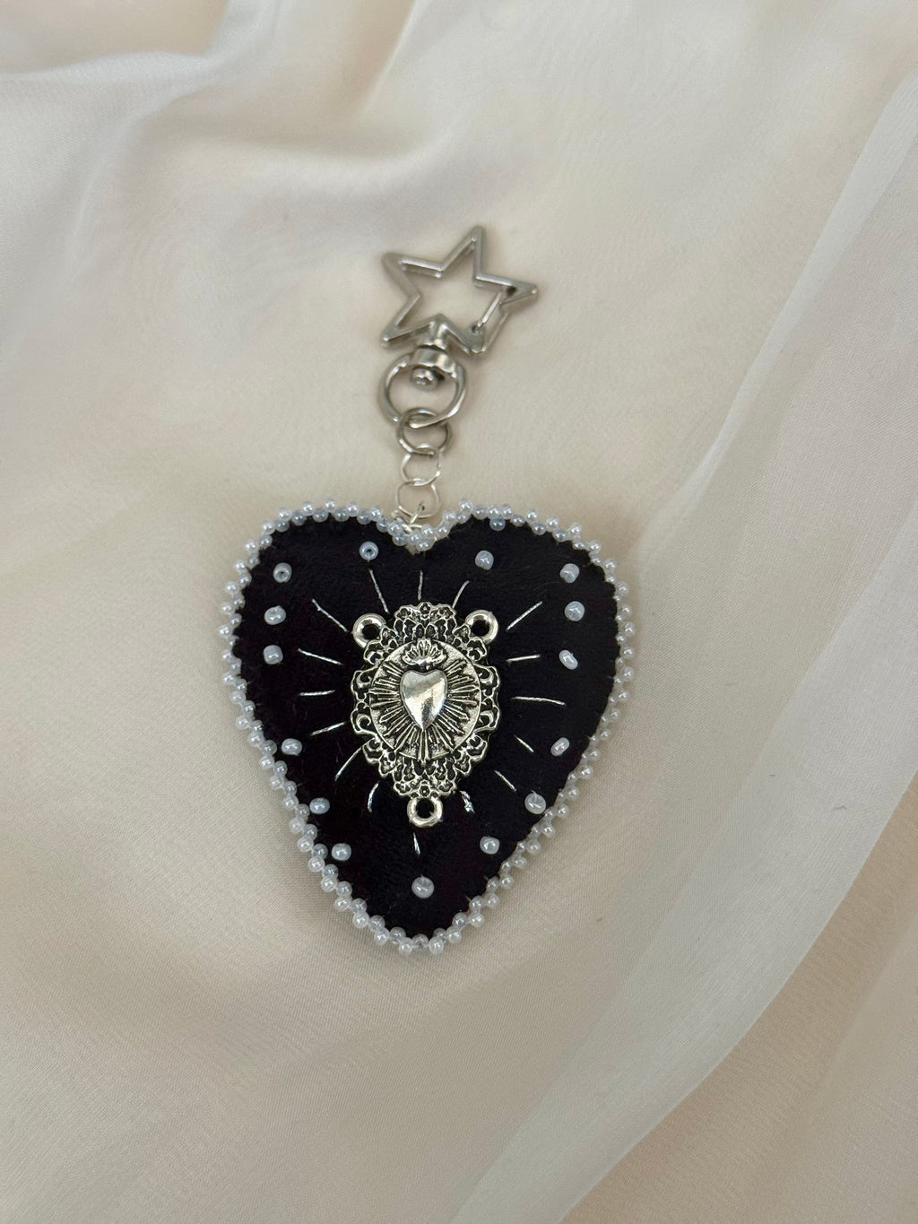 Pearl Sacred Offering Black Velvet Bag Charm
