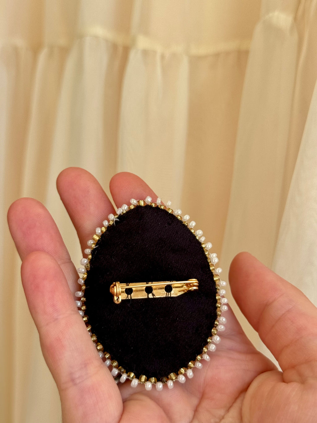 Side Wound Hand Embroidered Velvet Brooch