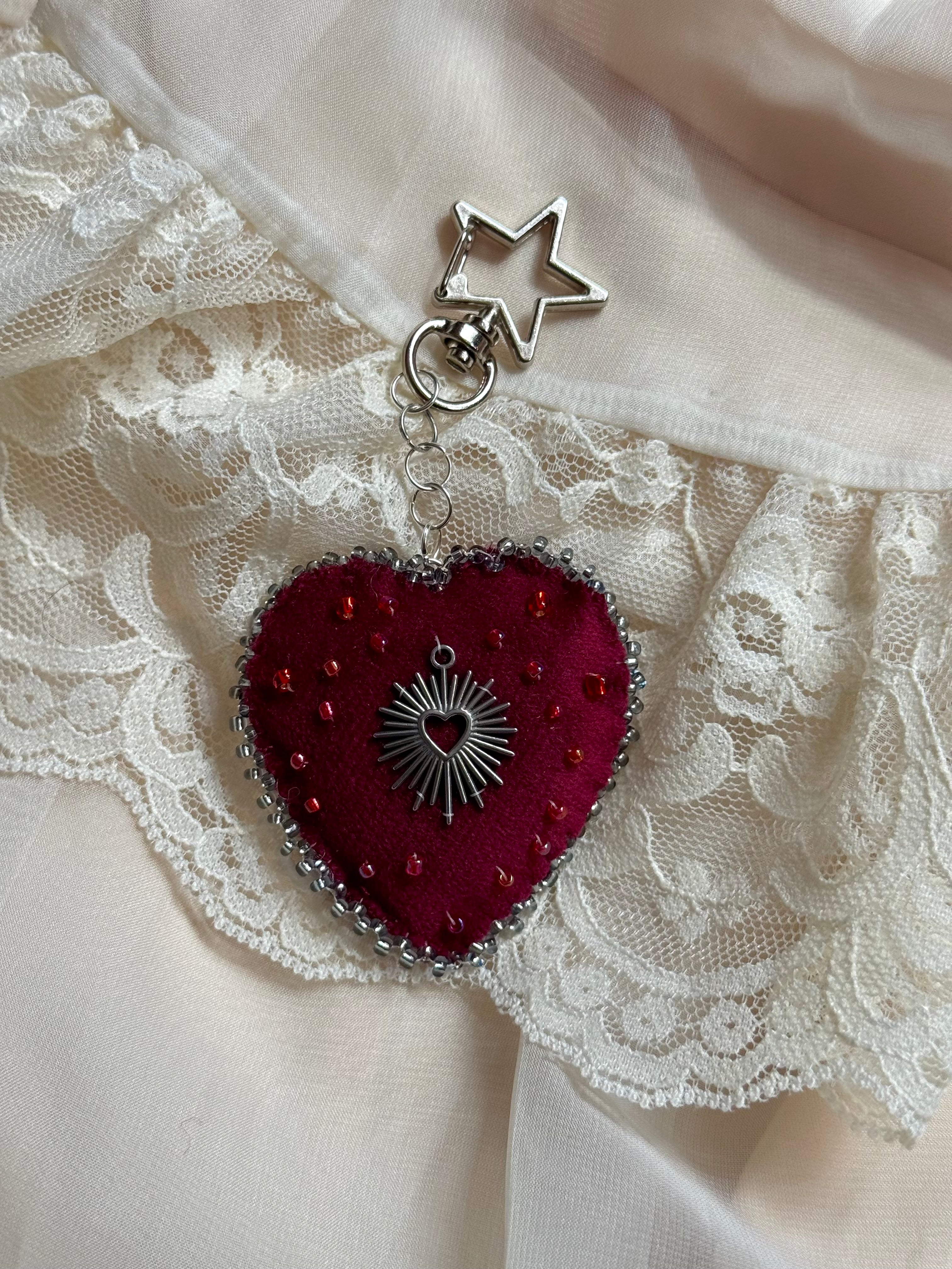 Misplaced Devotion Velvet Sacred Heart Bag Charm