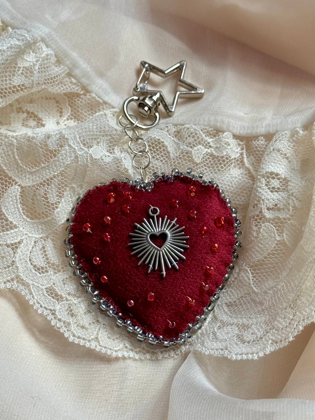 Misplaced Devotion Velvet Sacred Heart Bag Charm