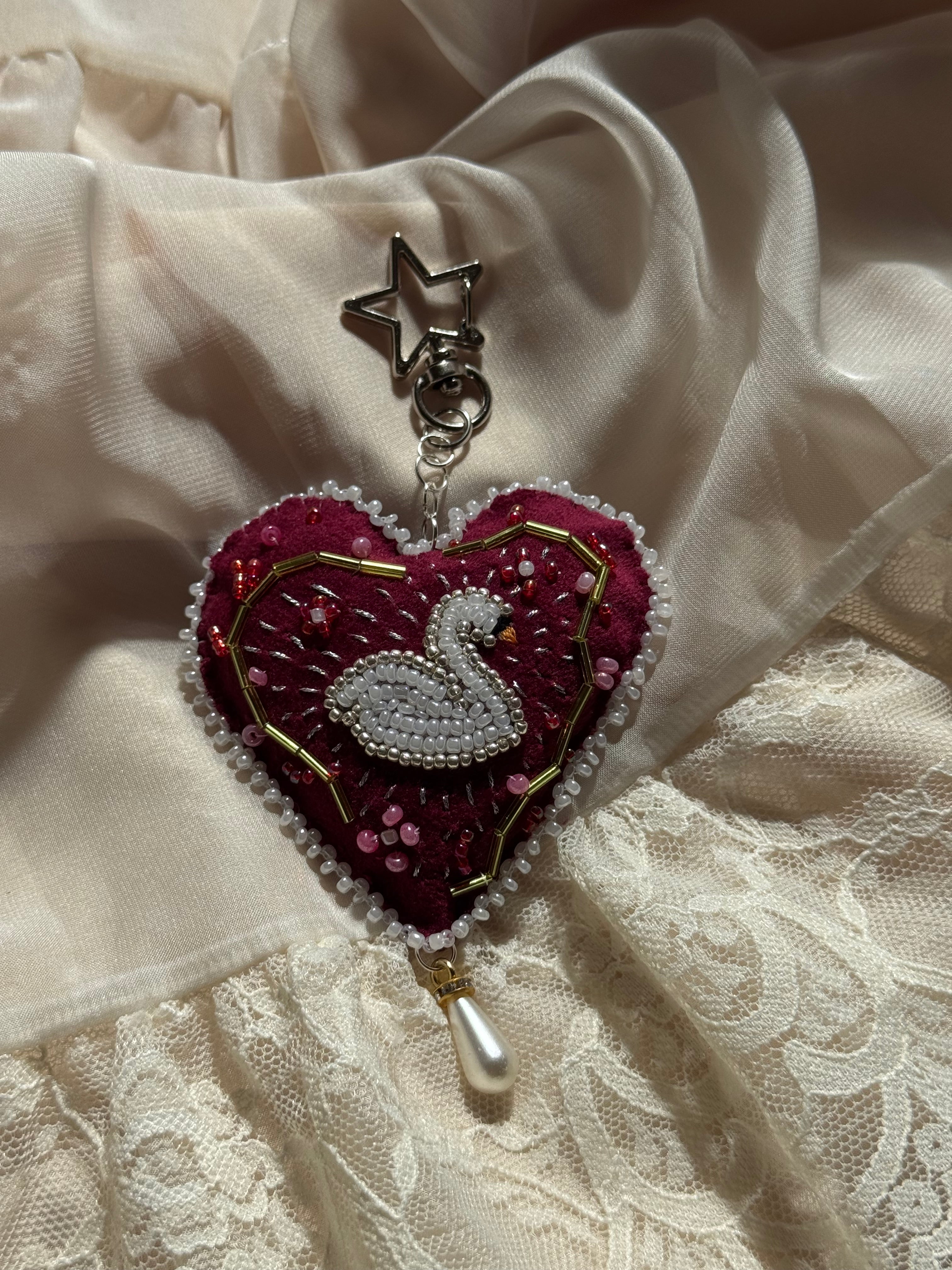 Swan’s Heart Bag Charm