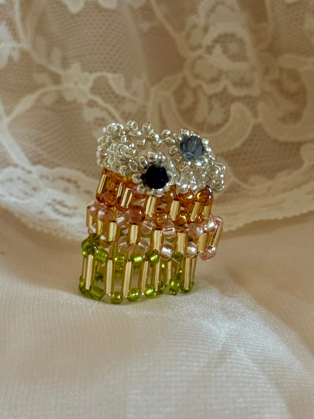 Halo Hand Beaded Ring