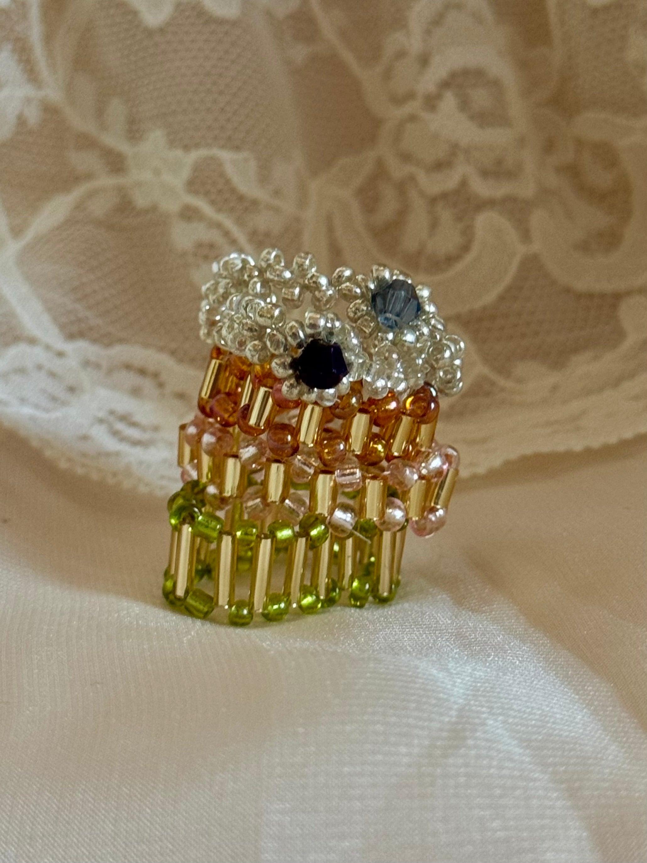 Halo Hand Beaded Ring