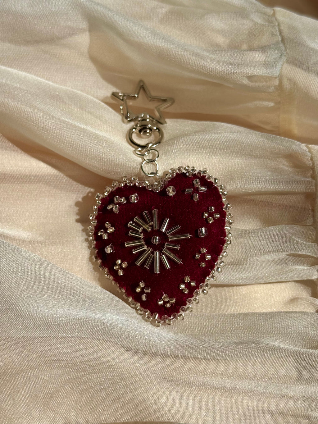 Silver Halo Velvet Sacred Heart Bag Charm