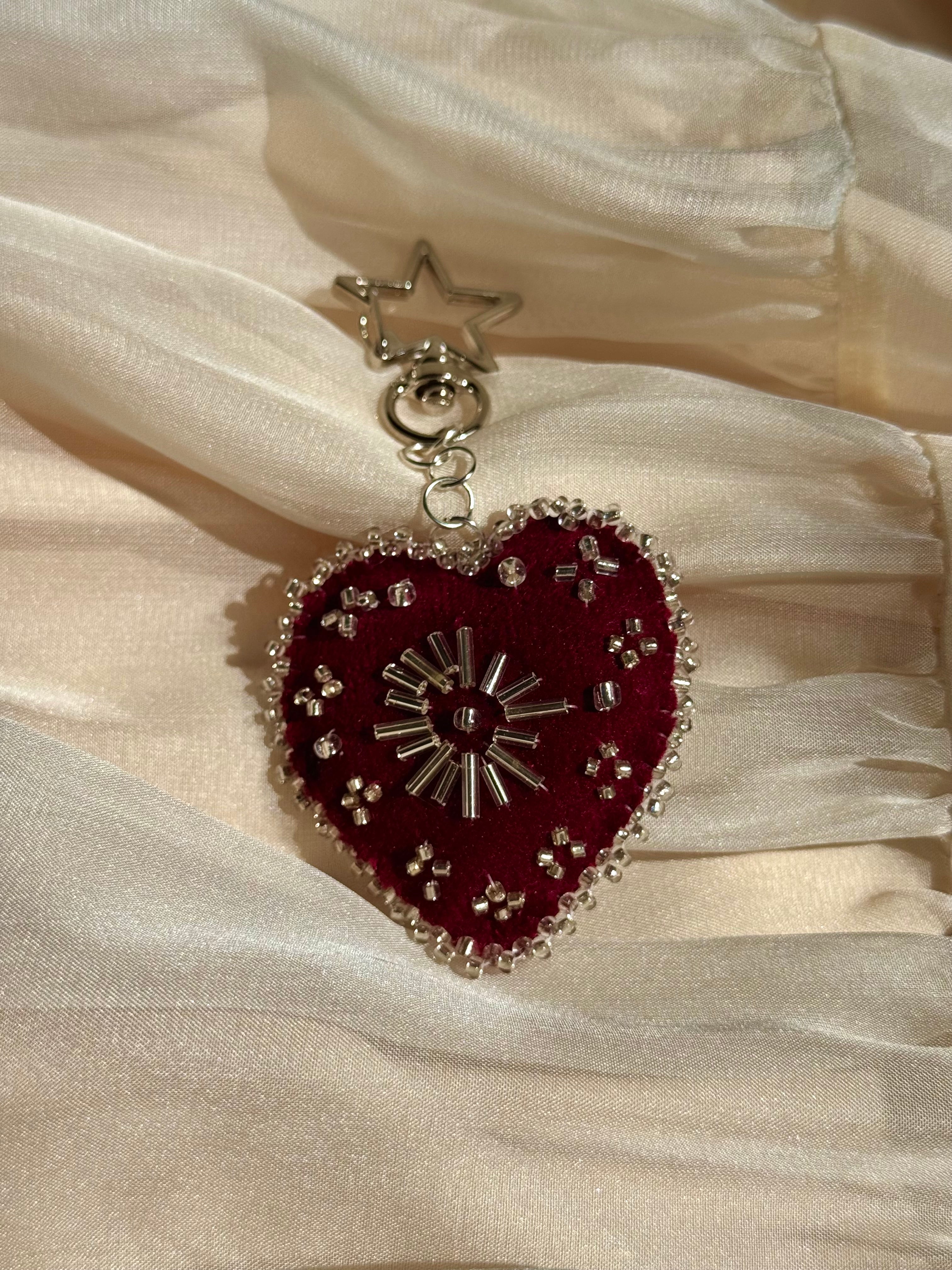 Silver Halo Velvet Sacred Heart Bag Charm