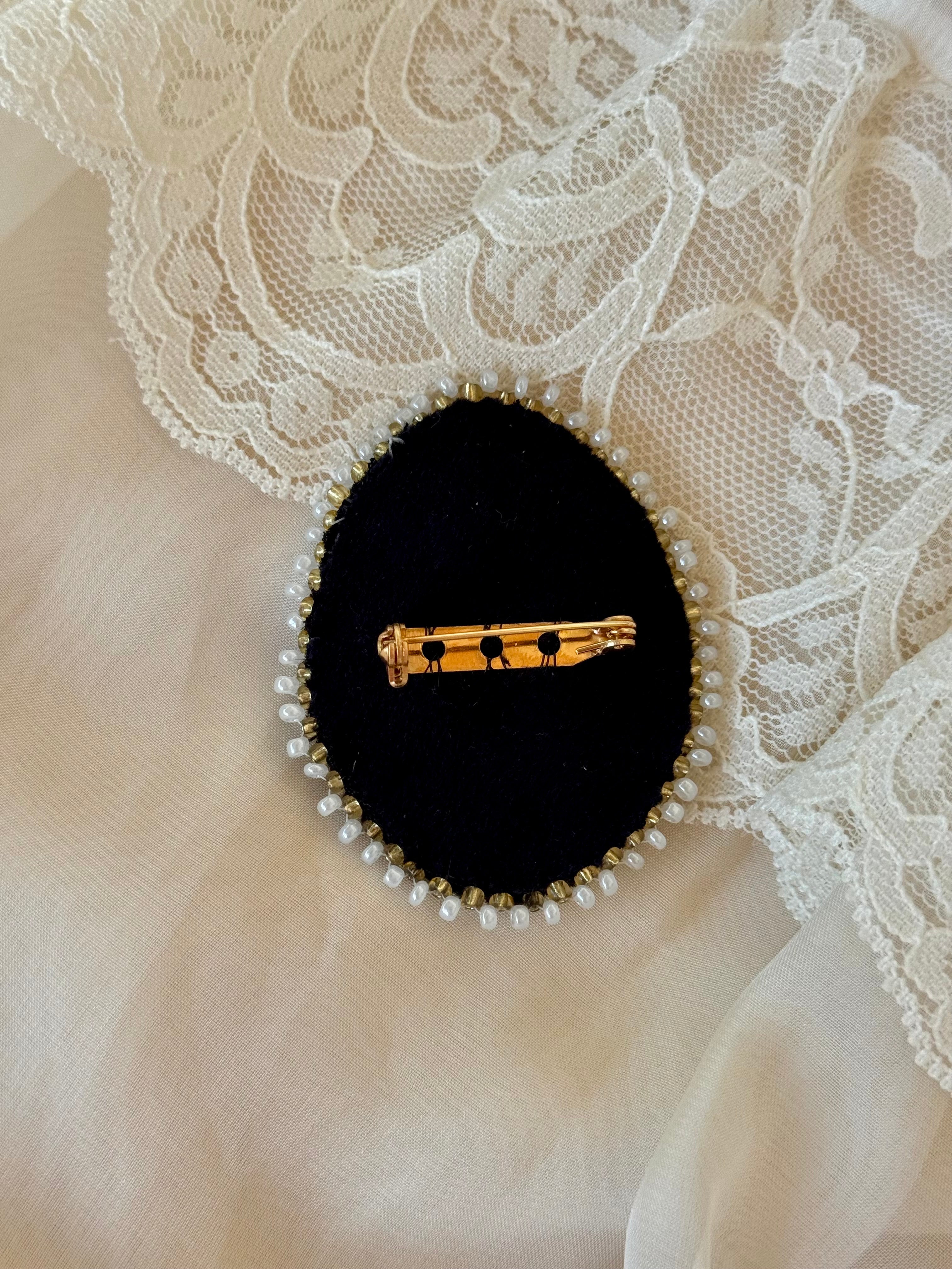 Side Wound Hand Embroidered Velvet Brooch