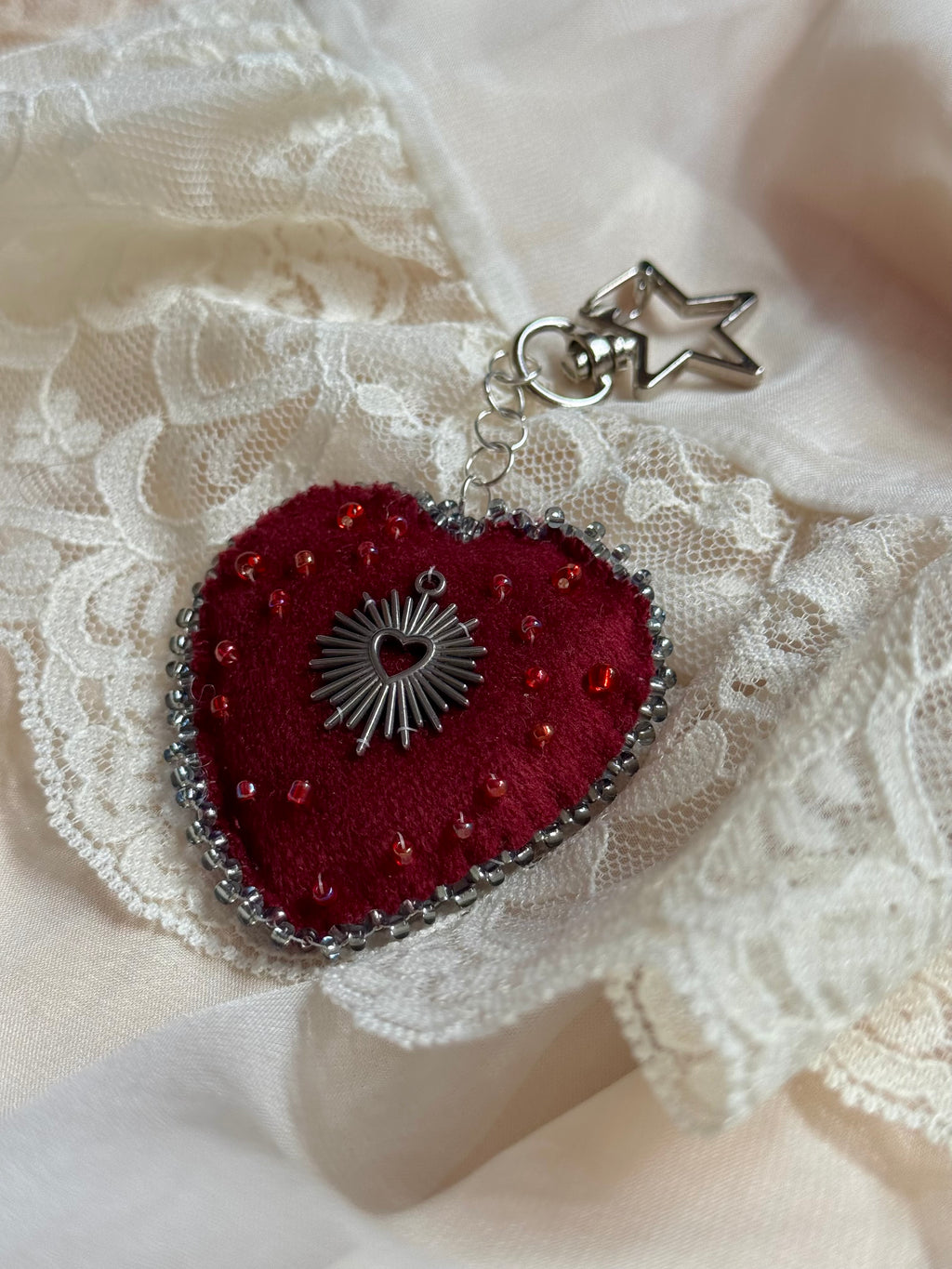 Misplaced Devotion Velvet Sacred Heart Bag Charm