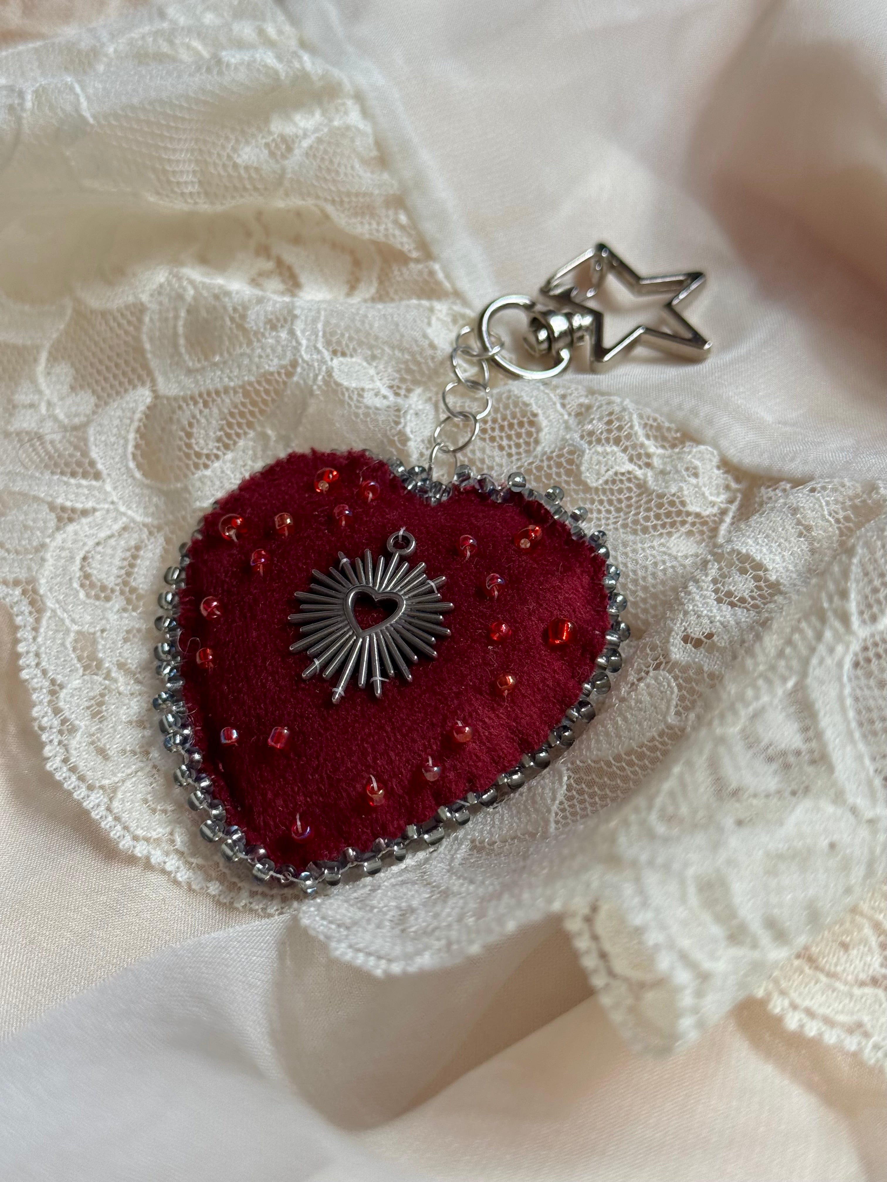 Misplaced Devotion Velvet Sacred Heart Bag Charm
