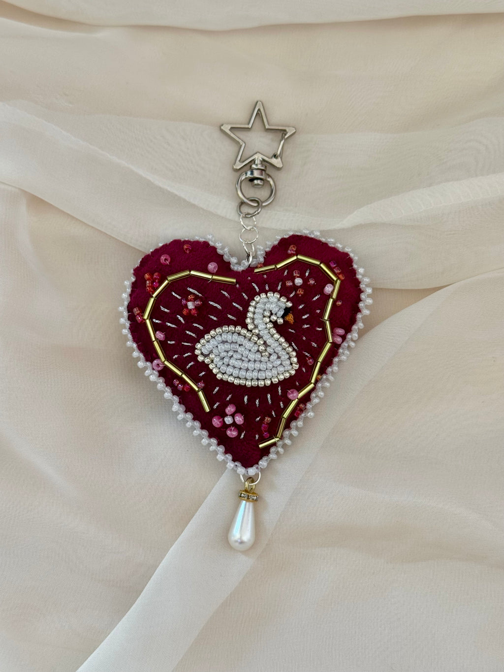 Swan’s Heart Bag Charm